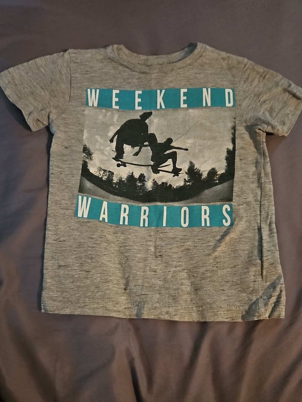 Weekend Warriors Grey Graphic Tee for Kids